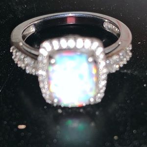 Beautiful diamond and opal ring